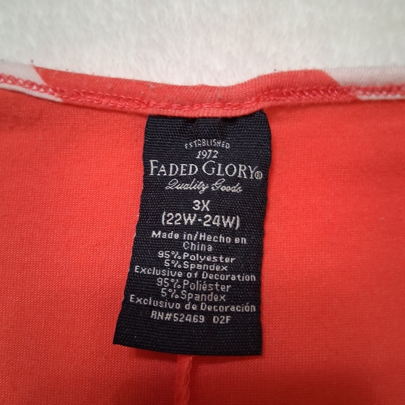 Faded Glory Red and Cream Sequin front Striped Blouse top plus size 3X 22-24 - Picture 7 of 7